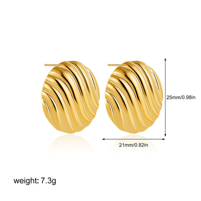 金色不鏽鋼格紋耳釘