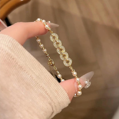 法式白月光~貓眼石花朵手鏈輕奢小眾高級感手環時尚百搭手飾批發