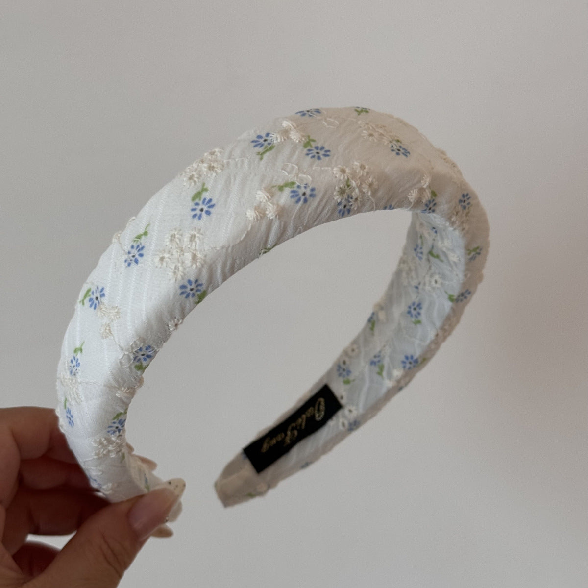 碎花格紋刺繡髮箍