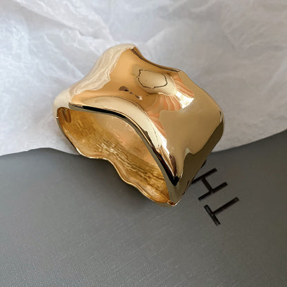 不規則金屬光面橢圓形手鐲歐美ins個性冷淡風手環輕奢高級感手飾