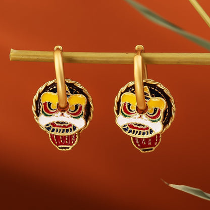 金色琺瑯鏤空復古耳扣－細節特寫22｜https://igowo.tw/