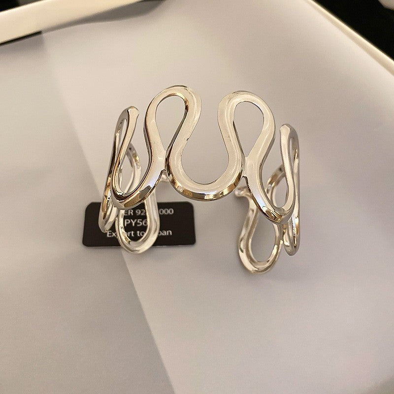 新品重工歐美金屬風手鐲精致輕奢氣質手環寬邊個性高級感手飾批發