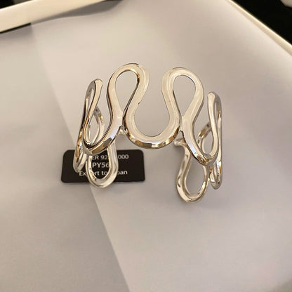 新品重工歐美金屬風手鐲精致輕奢氣質手環寬邊個性高級感手飾批發