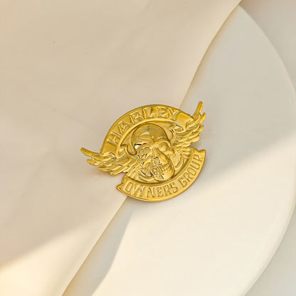 不鏽鋼天使太陽花胸針－/金色款細節｜https://igowo.tw/