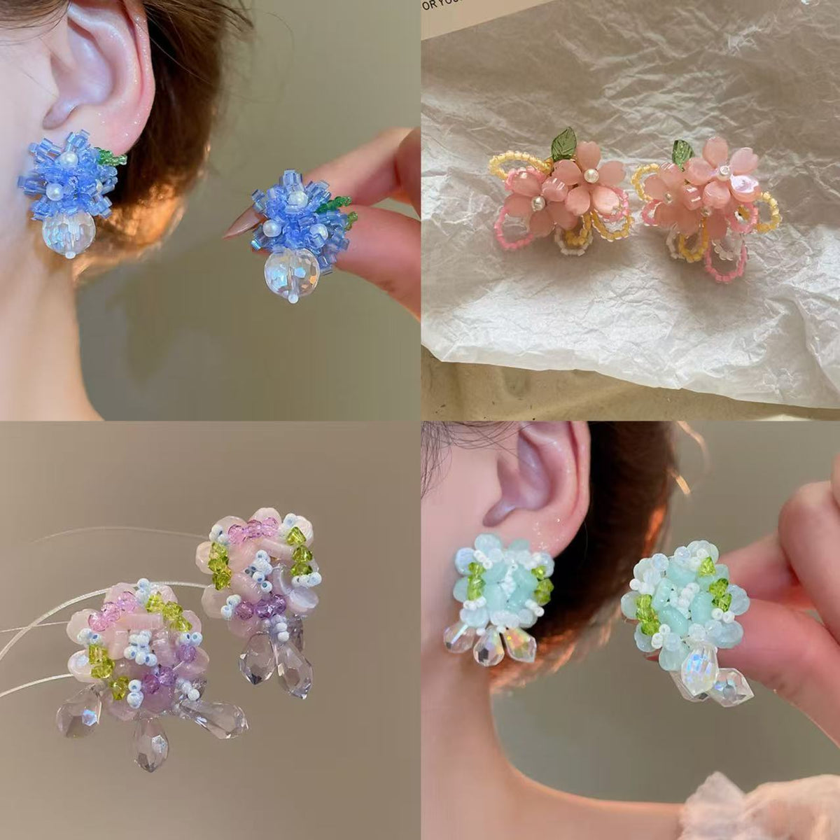 繽紛花朵耳釘－第二視角實拍｜https://igowo.tw/