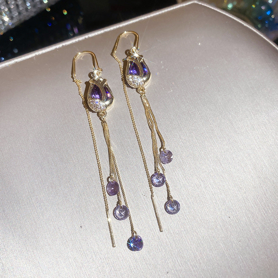 金色銀針花朵鑲鑽耳線