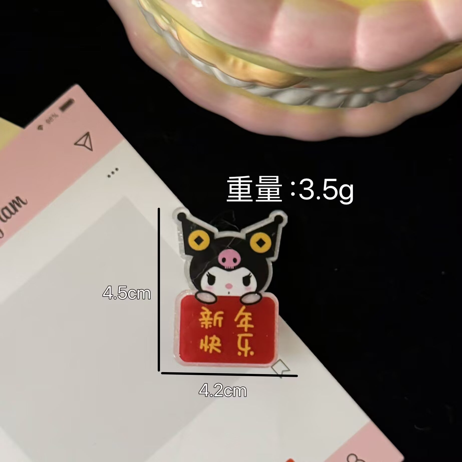 紅色文字髮夾－小玉髮夾款細節1｜https://igowo.tw/