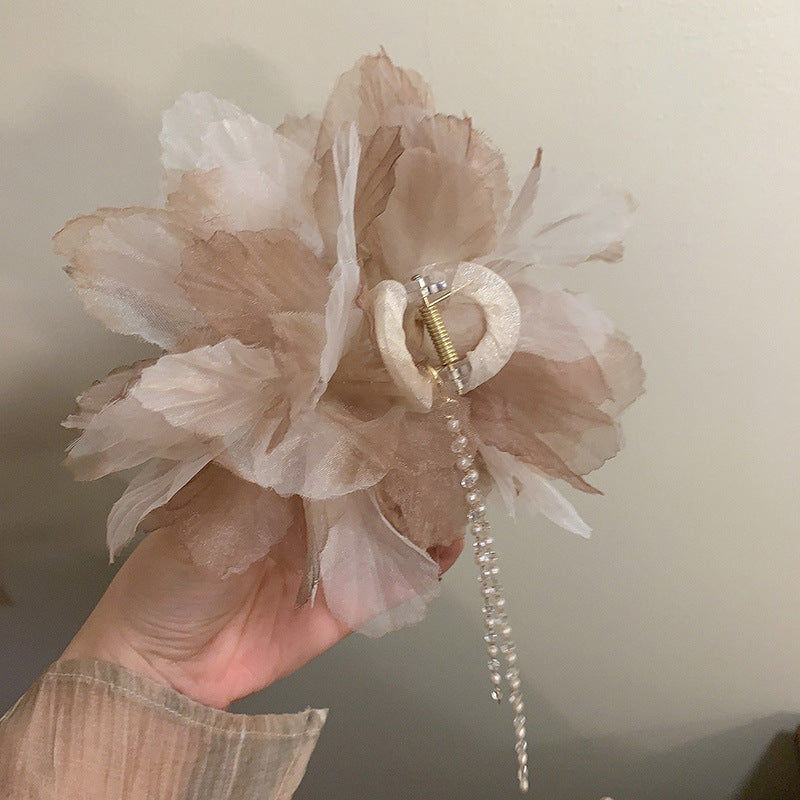 珍珠花朵流蘇鯊魚夾