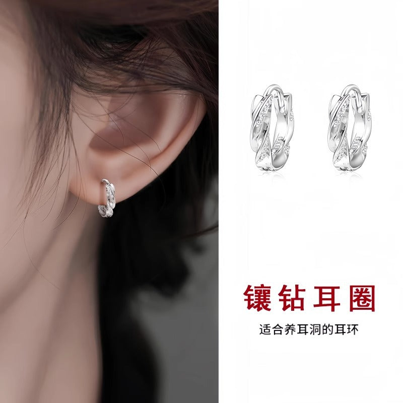 鑲鑽簡約耳扣－商品主圖｜https://igowo.tw/