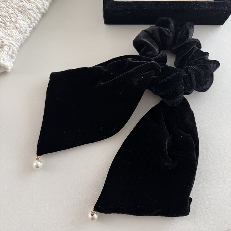 黑色珍珠天鵝垂墜髮圈