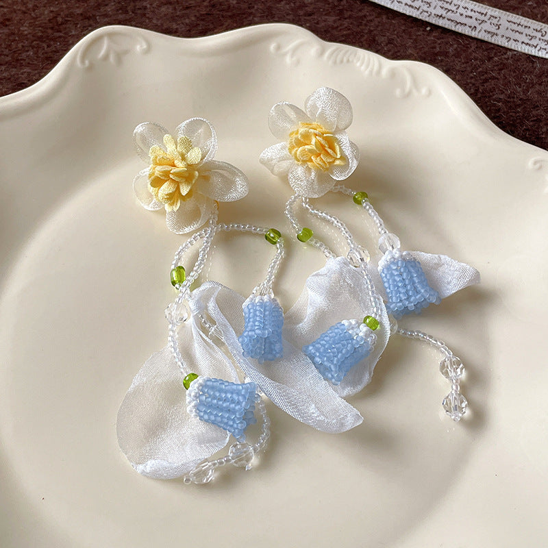 珍珠花朵流蘇簡約耳環－細節特寫17｜https://igowo.tw/