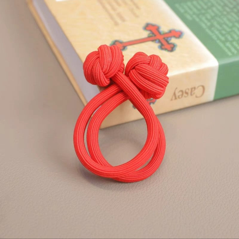 古典簡約髮圈－大紅款細節4｜https://igowo.tw/