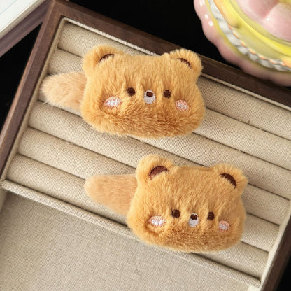棕色絨面小熊髮夾－商品主圖｜https://igowo.tw/