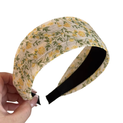 碎花寬版髮箍－碎花寬邊箍-黃色款細節｜https://igowo.tw/