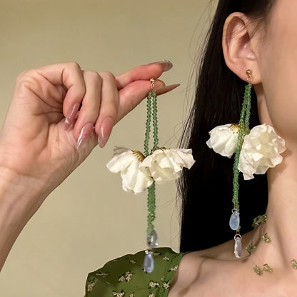 水晶花朵項鍊耳環組