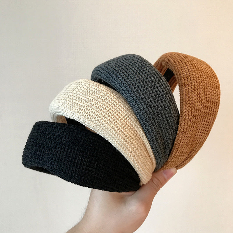針織寬版復古簡約髮箍－商品主圖｜https://igowo.tw/