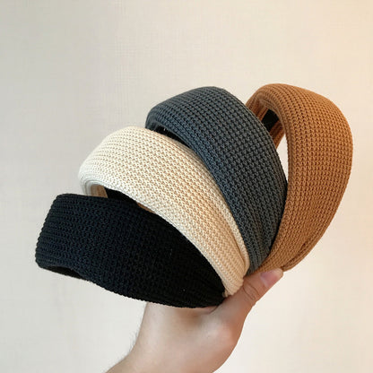針織寬版復古簡約髮箍－商品主圖｜https://igowo.tw/