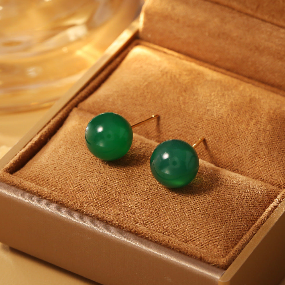 瑪瑙小巧耳釘－商品主圖｜https://igowo.tw/