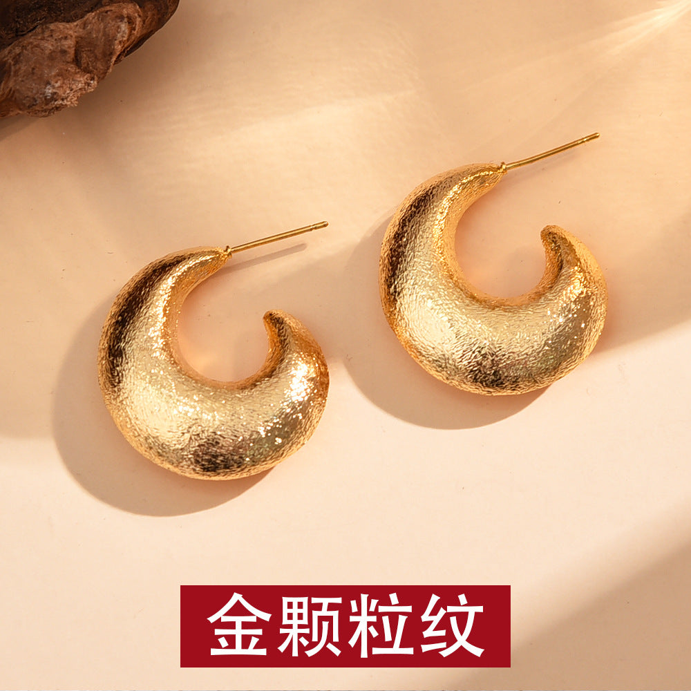 金屬拉絲磨砂耳釘