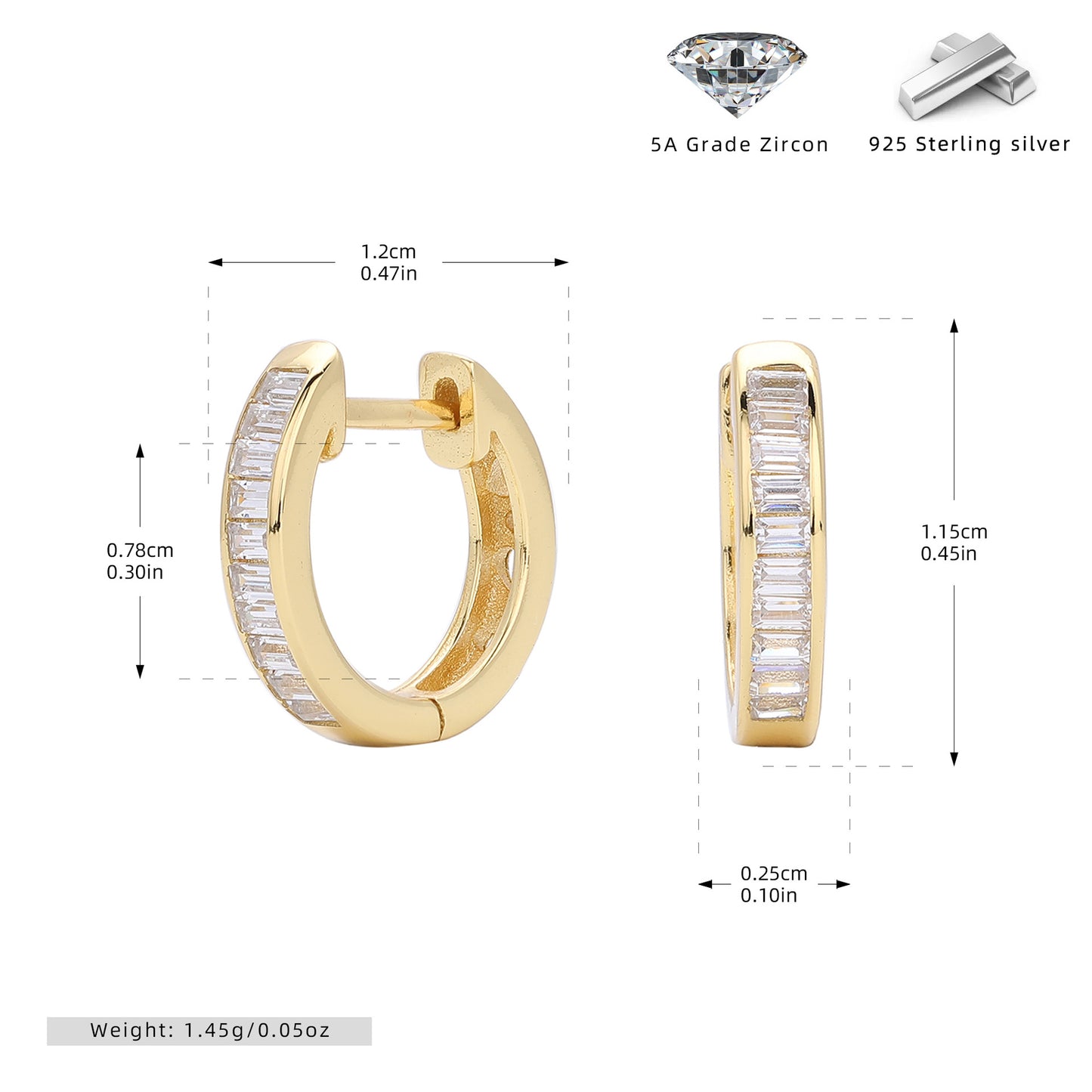 S925 輕奢時尚名媛幾何款方形鋯石耳扣氣質高級感新潮耳環