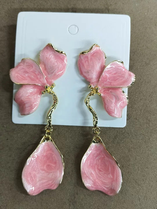 歐美跨境滴油花瓣樹葉耳釘時尚ins風氣質夸張耳環設計感小眾耳飾