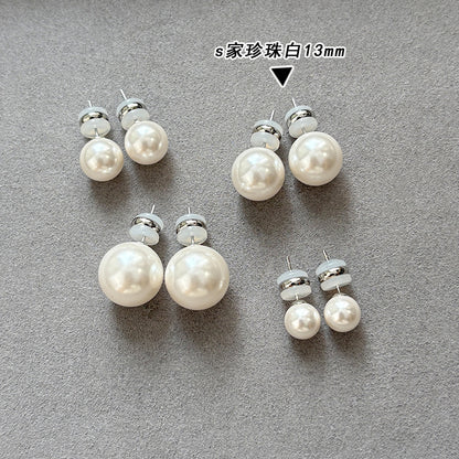 銀針玻璃澳白珍珠耳釘