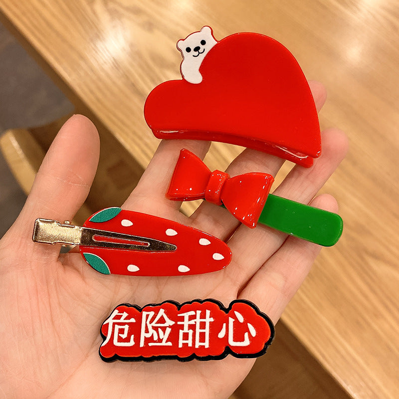 紅色壓克力髮夾－3#波點邊夾款細節1｜https://igowo.tw/