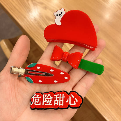 紅色壓克力髮夾－3#波點邊夾款細節1｜https://igowo.tw/