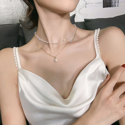 法式復古珍珠流蘇項鏈