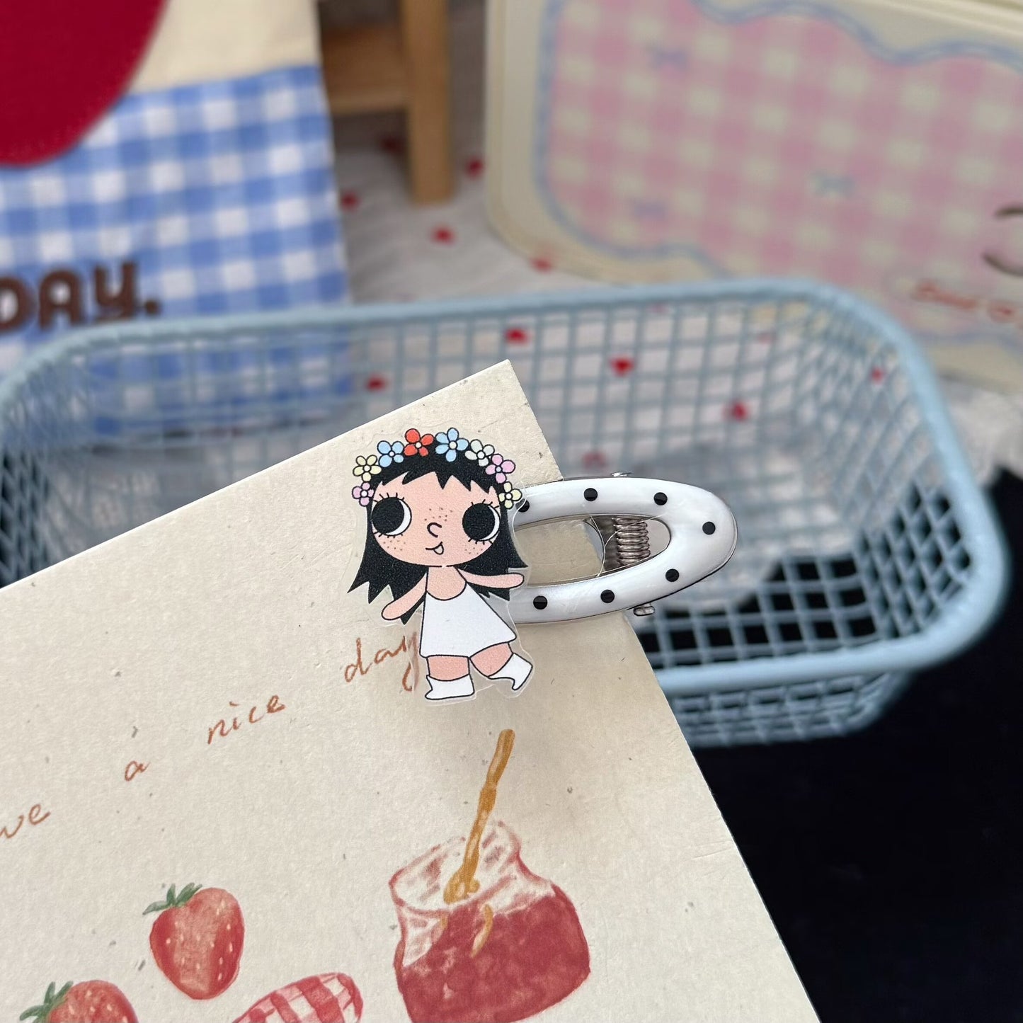 波點橢圓髮夾