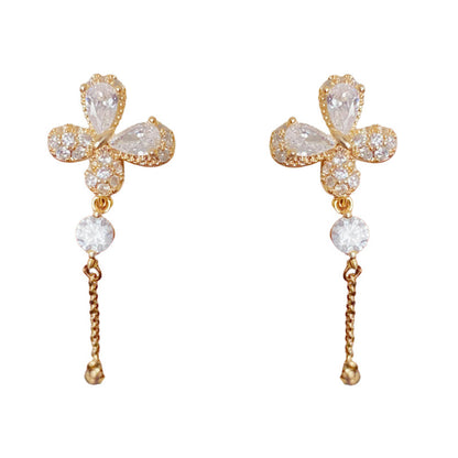 鋯石蝴蝶流蘇耳墜