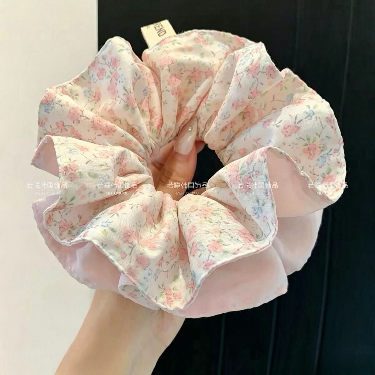 粉色蕾絲碎花髮圈