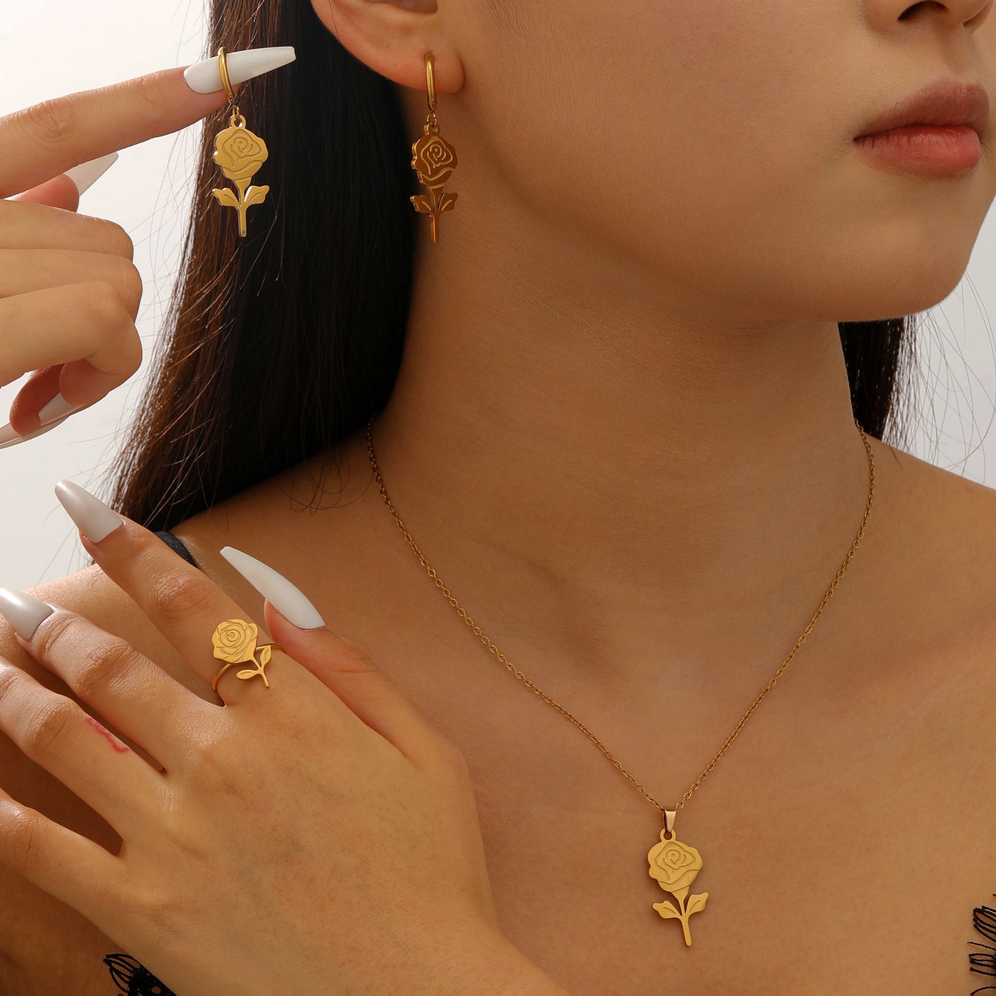 不鏽鋼花朵流蘇項鍊－細節特寫9｜https://igowo.tw/