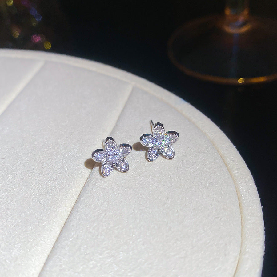 奢華鋯石蝴蝶戒指花朵耳釘手鐲戒指套裝時尚輕奢冷淡風高級感飾品