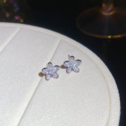 奢華鋯石蝴蝶戒指花朵耳釘手鐲戒指套裝時尚輕奢冷淡風高級感飾品
