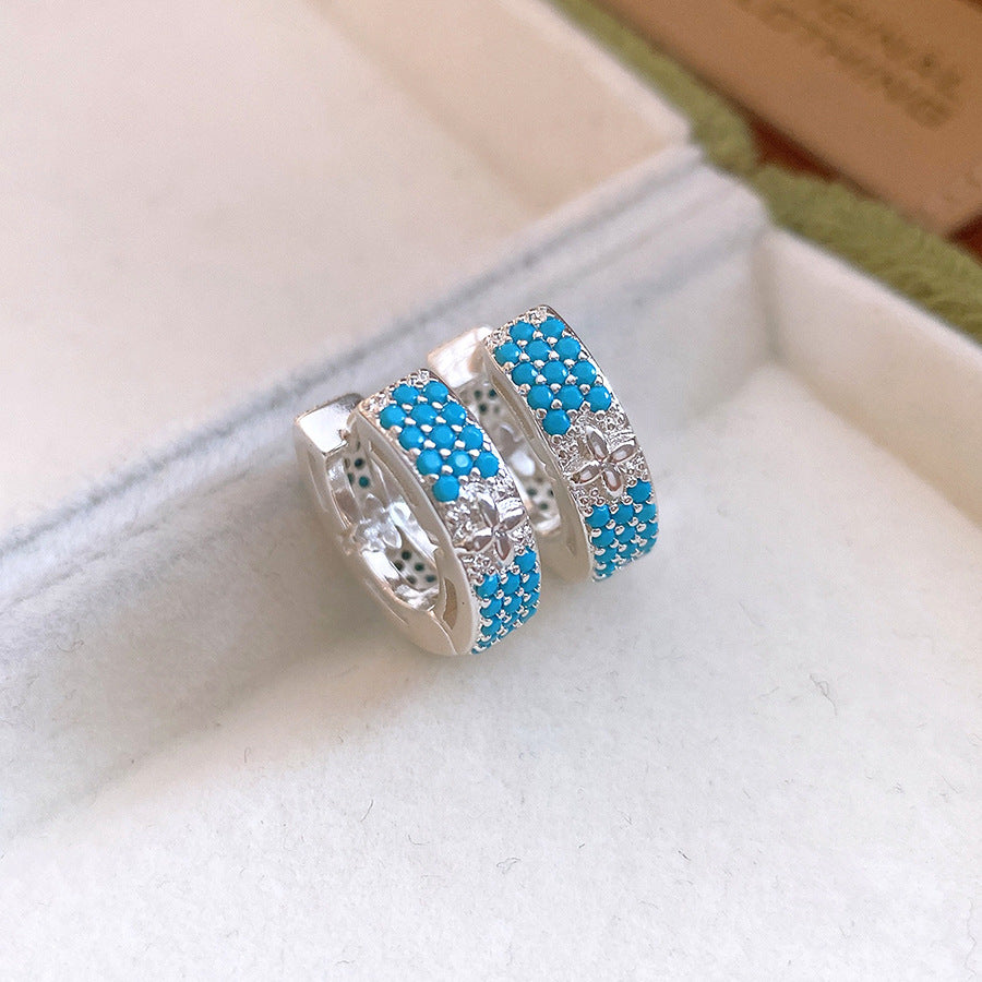 金色鋯石花朵復古耳環