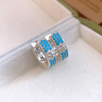 金色鋯石花朵復古耳環