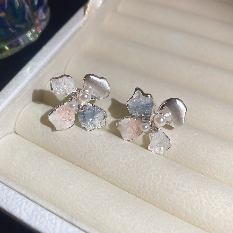 水晶花朵項鍊耳環組