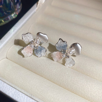 水晶花朵項鍊耳環組