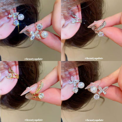 金色珍珠蝴蝶電鍍耳夾－商品主圖｜https://igowo.tw/