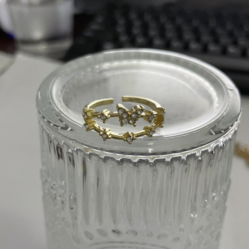 鋯石蝴蝶戒指－啞黑M-071款細節18｜https://igowo.tw/