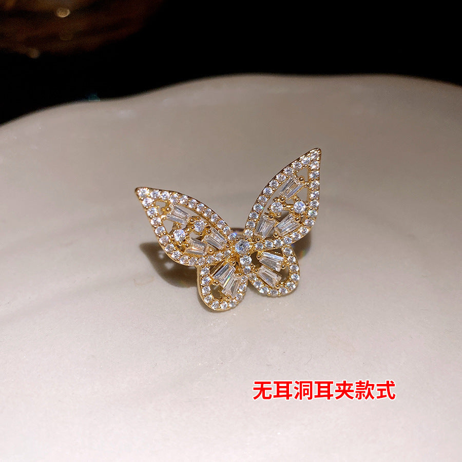 2026新品爆款靈動鋯石蝴蝶耳骨夾無耳洞女輕奢冷淡風精靈耳夾耳飾