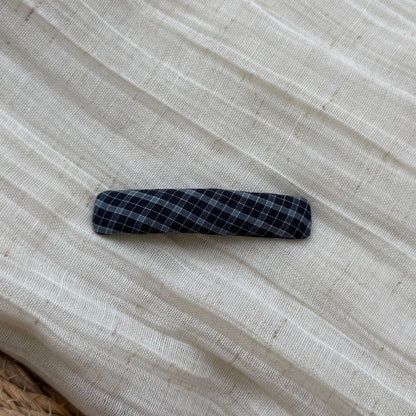 藍色布面格紋復古髮夾