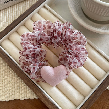 網紗愛心碎花髮圈