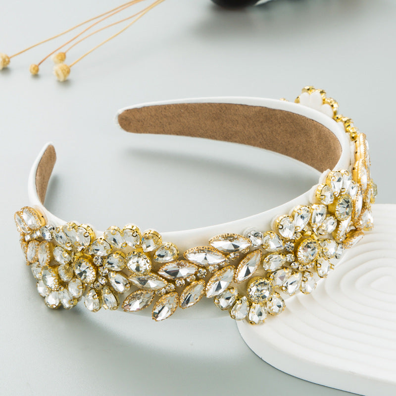 彩色玻璃布面復古髮箍－咖啡色款細節1｜https://igowo.tw/
