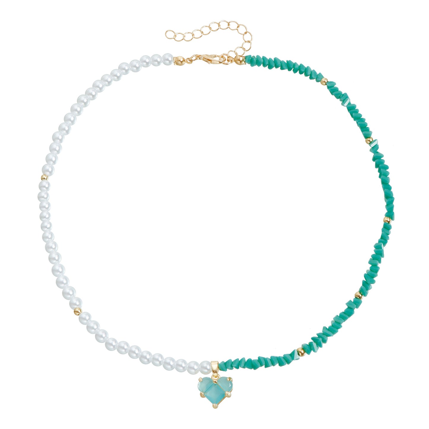 水晶珍珠愛心項鍊