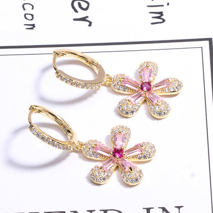 彩色水晶鋯石花朵耳環－商品主圖｜https://igowo.tw/