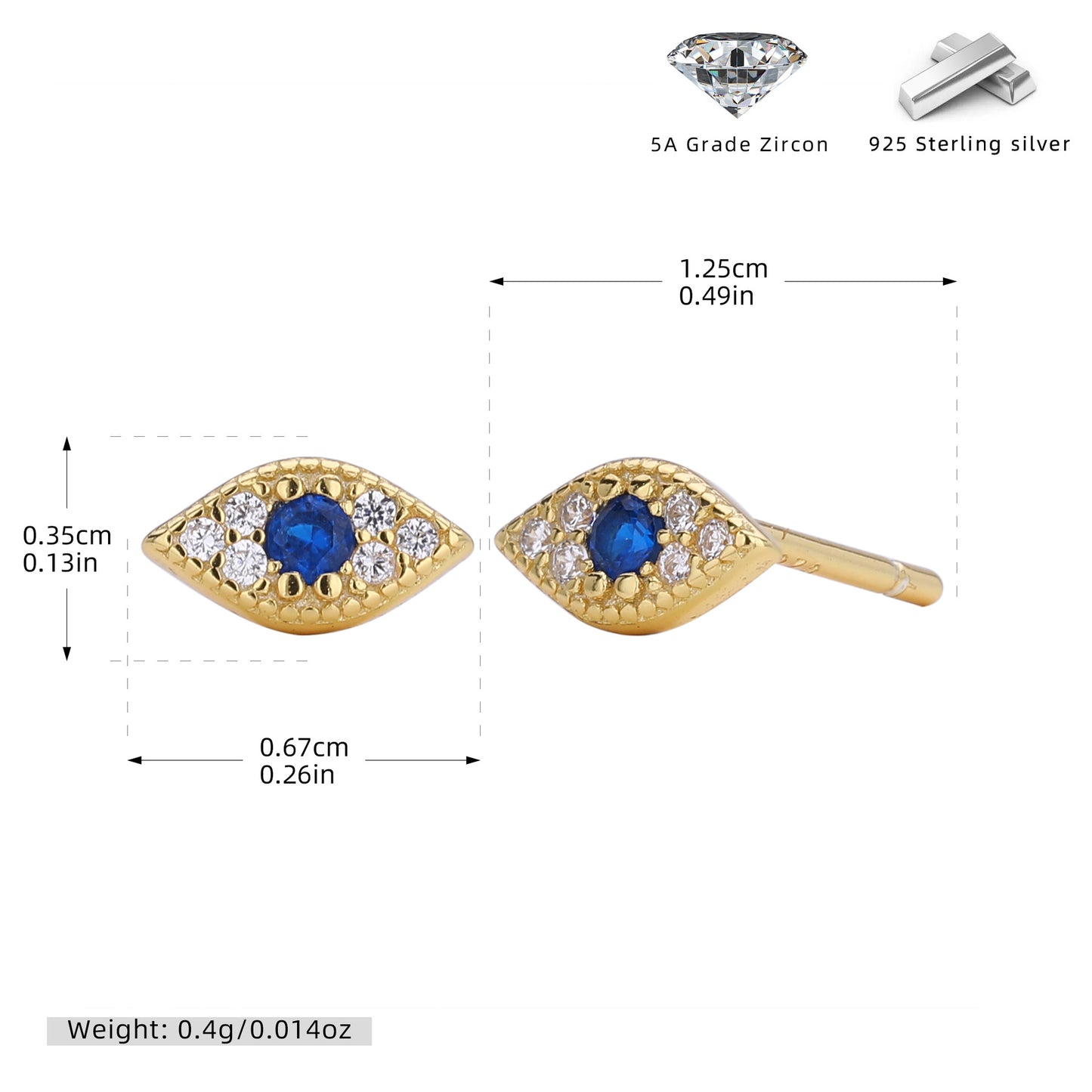 S925 個性歐美惡魔之眼耳釘女氣質百搭耳環眼睛鑲鉆耳飾品