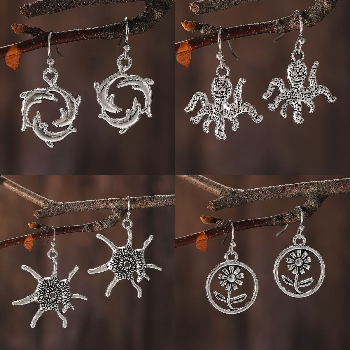 海星花朵復古耳環－細節特寫2｜https://igowo.tw/