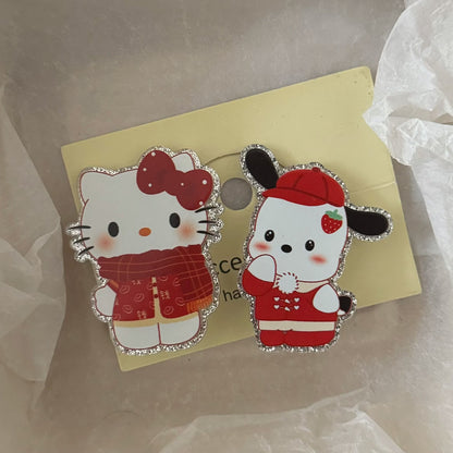 紅色壓克力貓咪髮夾－商品主圖｜https://igowo.tw/